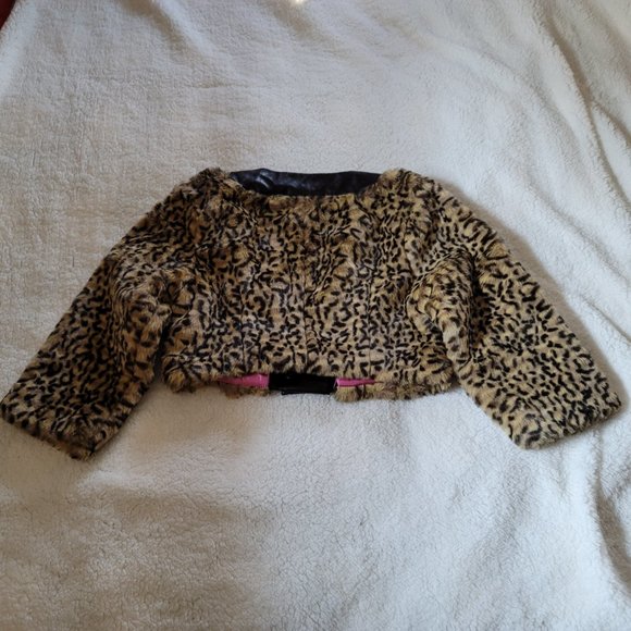 Wet Seal Bolero Jacket Shrug Cheetah Leopard Fake Fur Y2K 90's - Picture 11 of 15